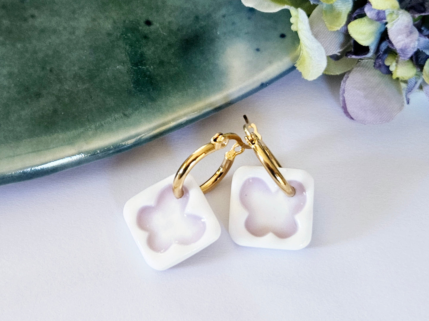 Porcelain Butterfly Hoops