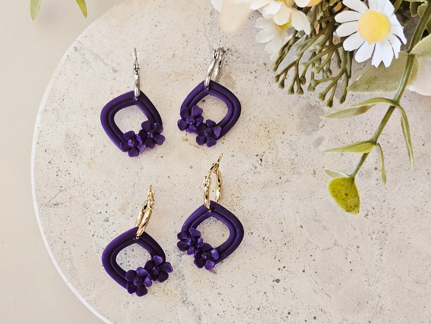 Daily Colour Purple Floral Hoops