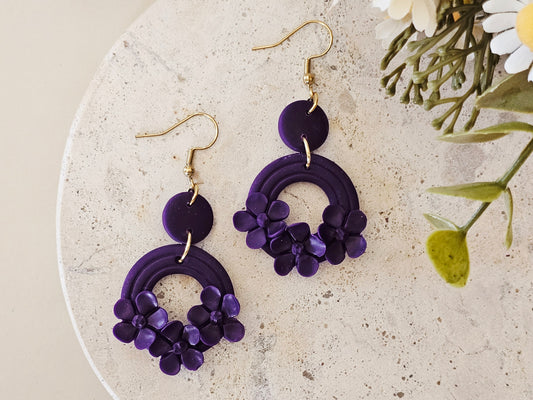 Daily Colour Purple Floral Earrings