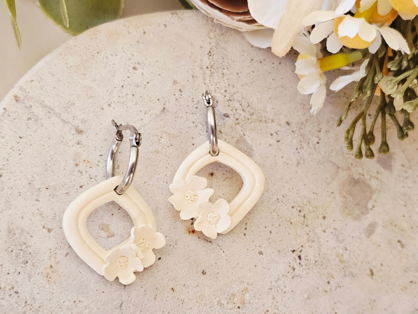 Daily Colour Pastel Yellow Floral Hoops