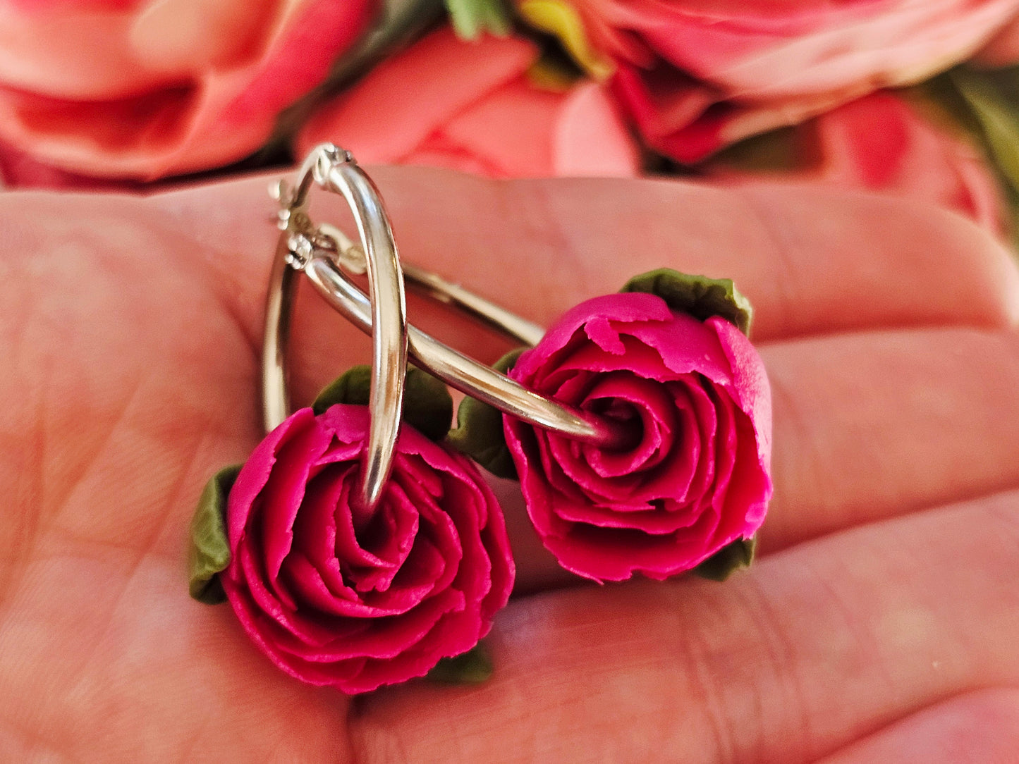 Peonies Magenta Hoops
