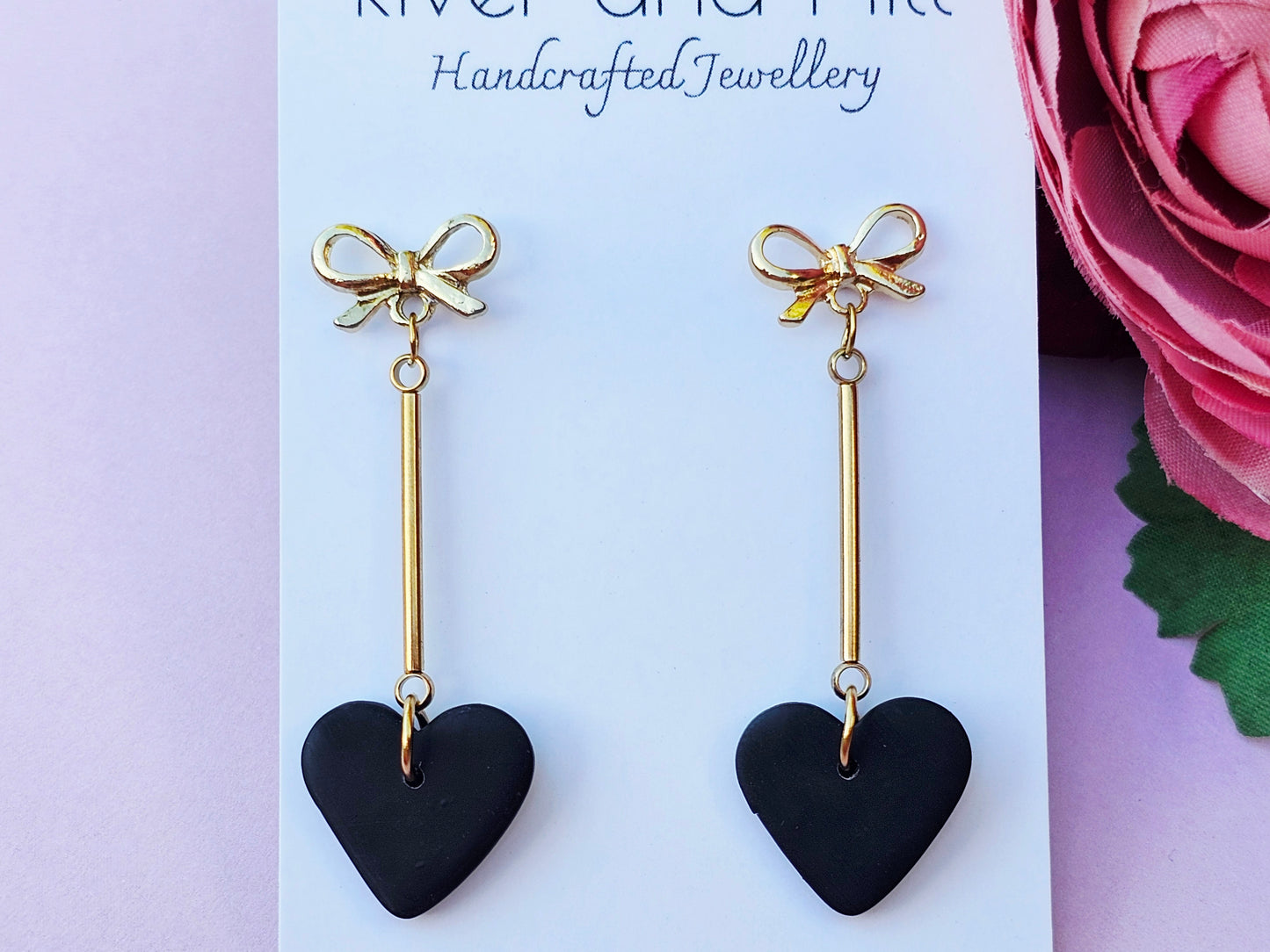 Hearts Collection Hearts Dangles Black