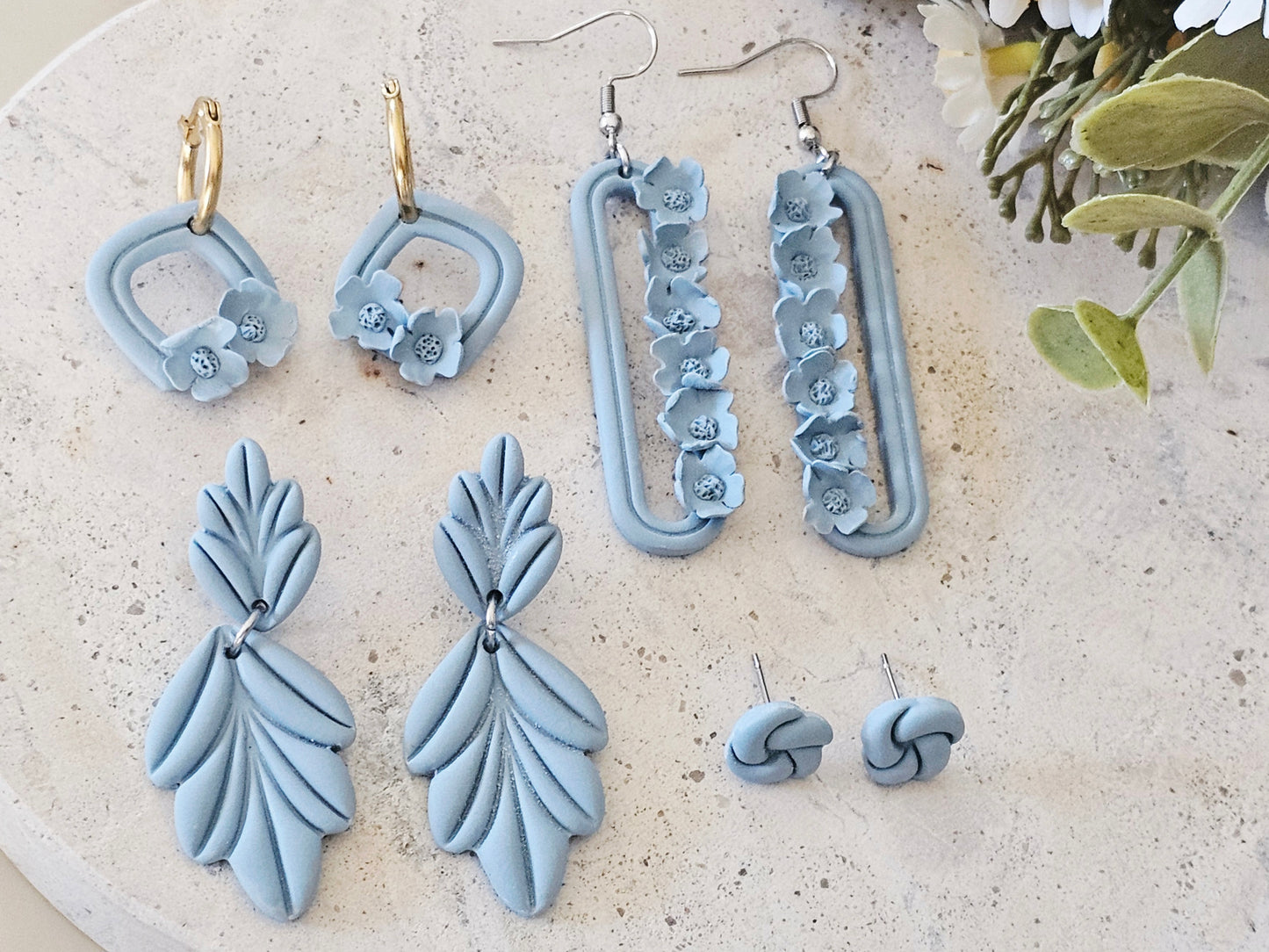 Daily Colour Powder Blue Floral Earrings