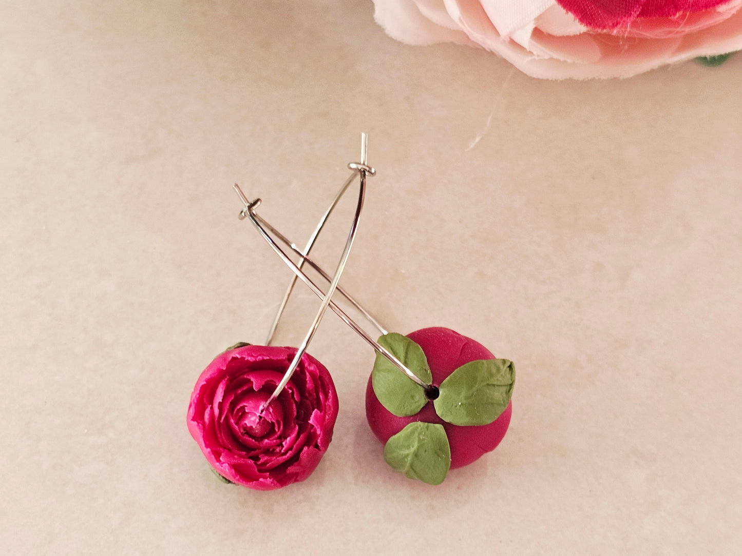 Peonies Dainty Hoops