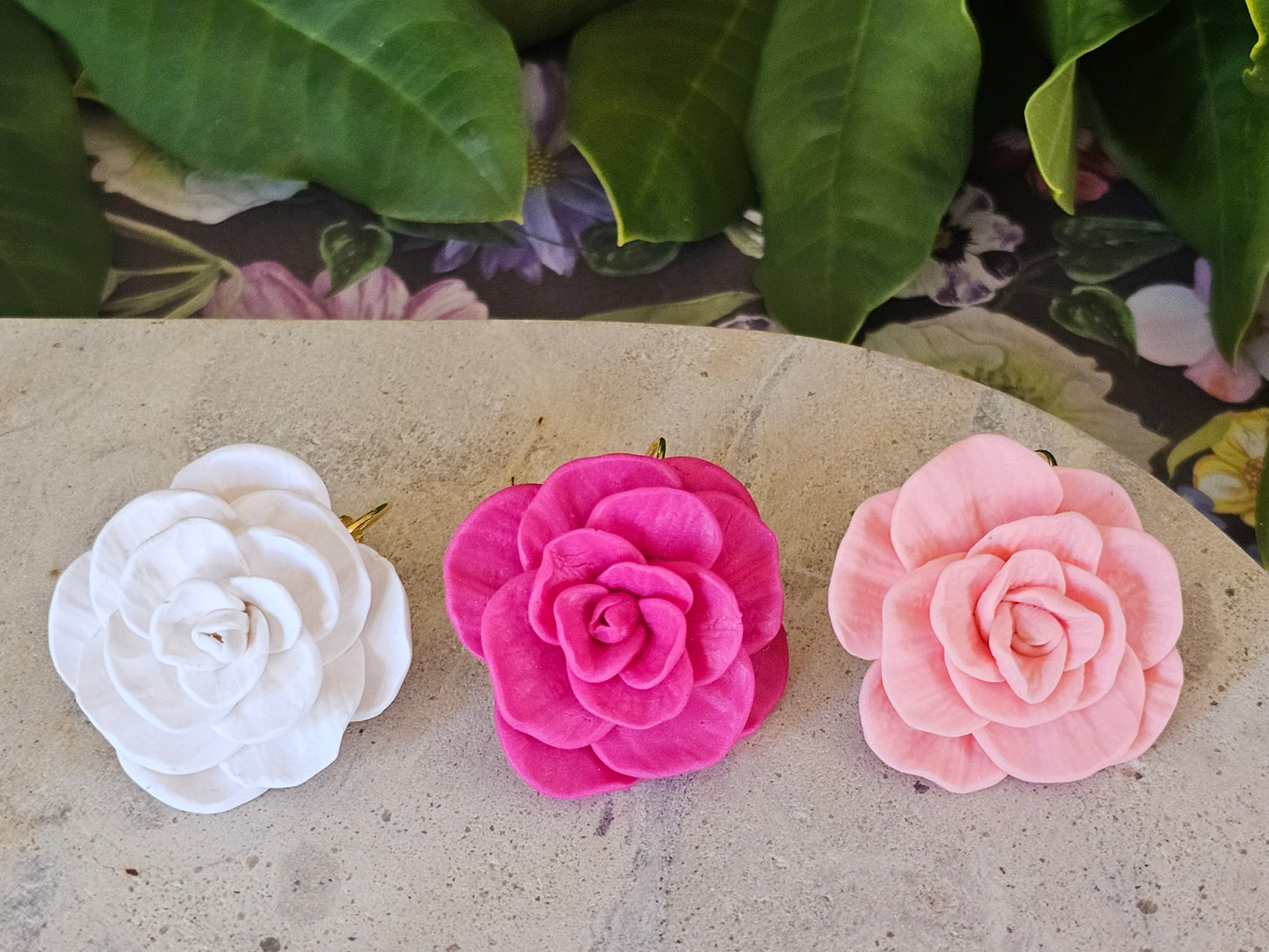 Cammellia French Hook Earrings Magenta