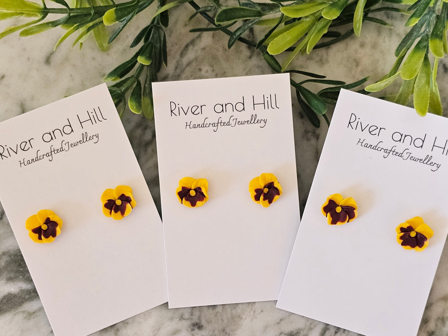 Pansy French Hook Yellow Earrings