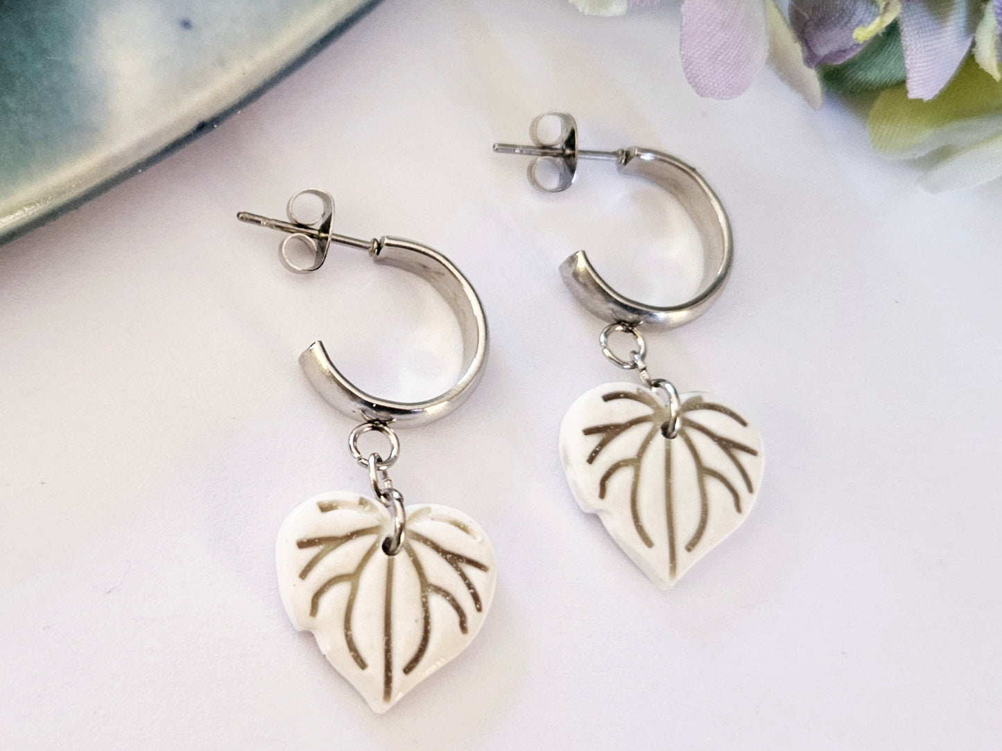 Porcelain Kawakawa Half Hoops