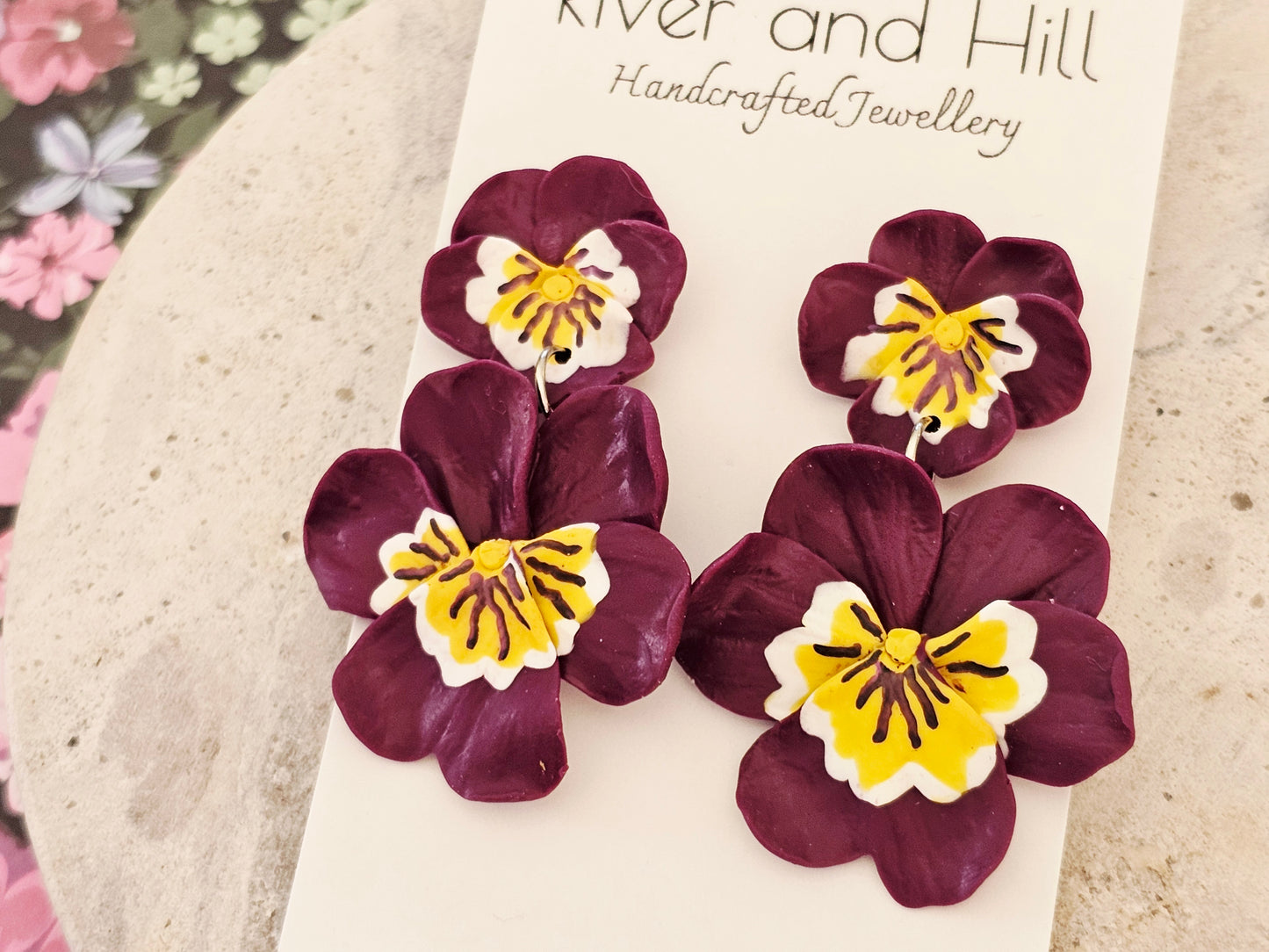 Pansy Statement Earrings Purple