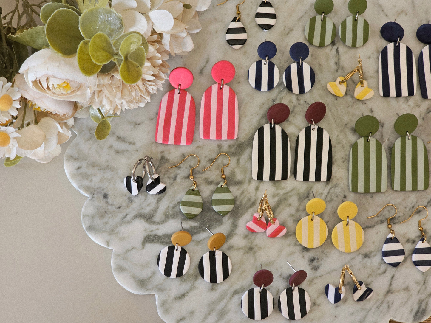 Striped Earrings Yellow