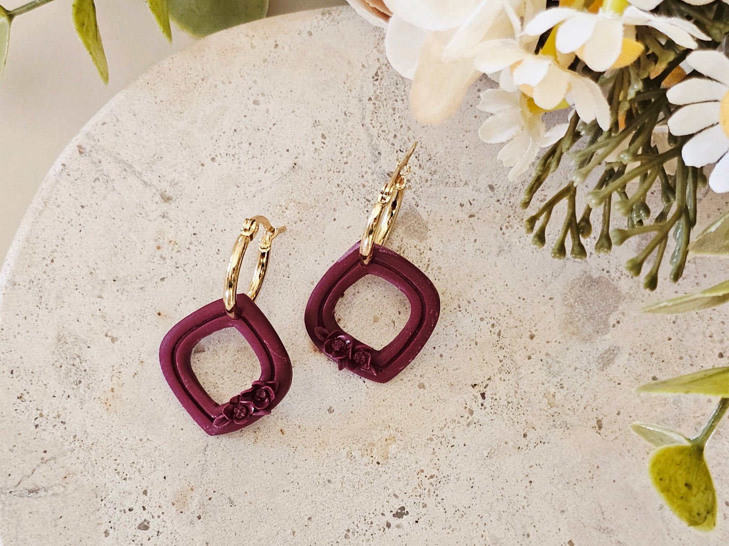 Daily Colour Burgundy Floral Hoops