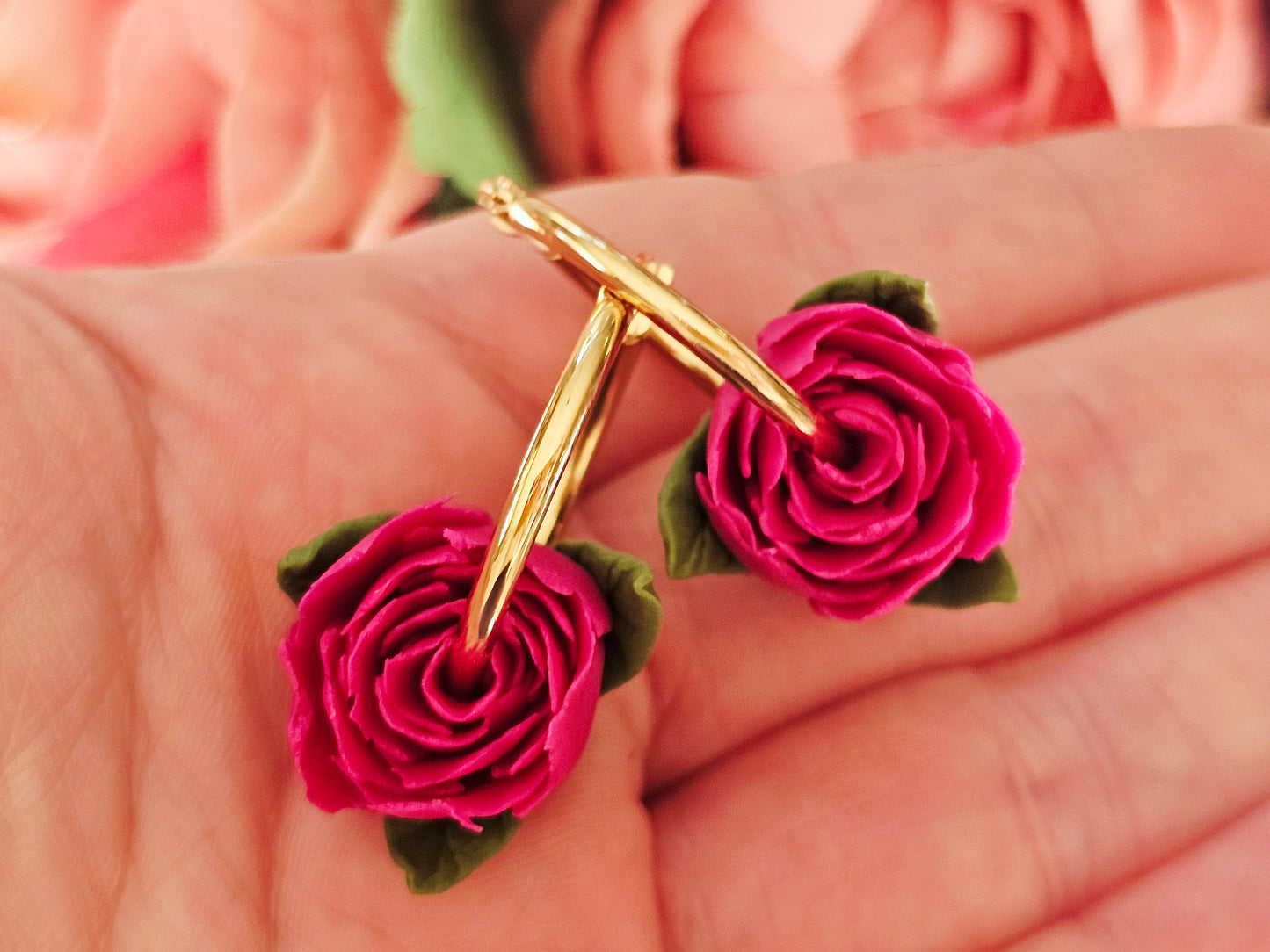 Peonies Magenta Hoops