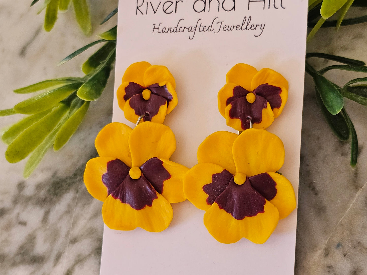 Pansy Statement Earrings Yellow