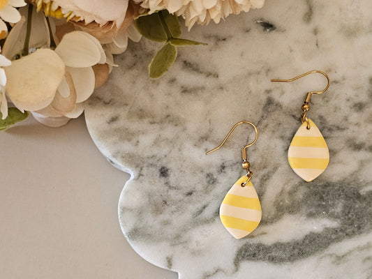 Striped Dainty Earrings Yellow
