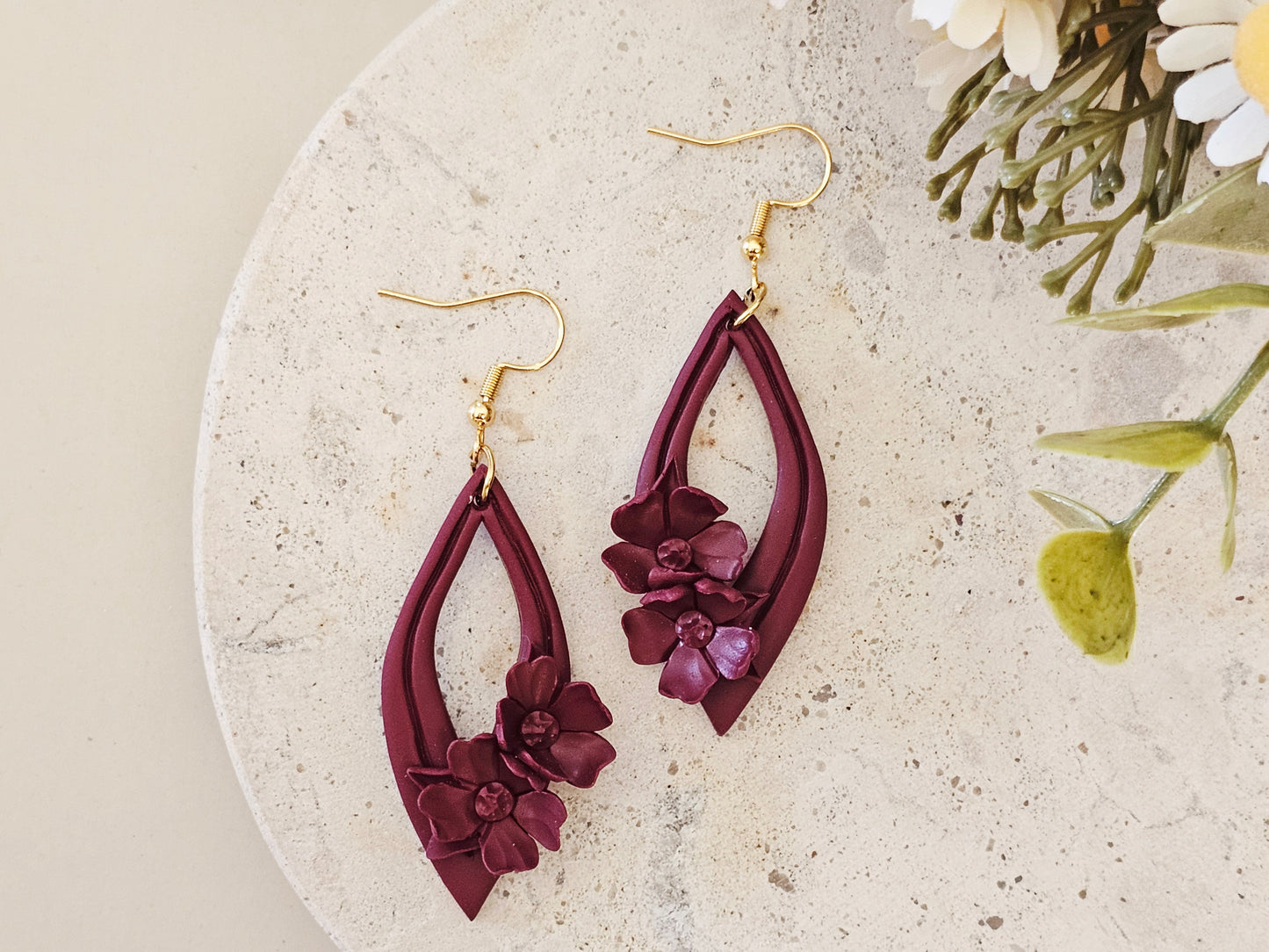 Daily Colour Burgundy Floral Earrings