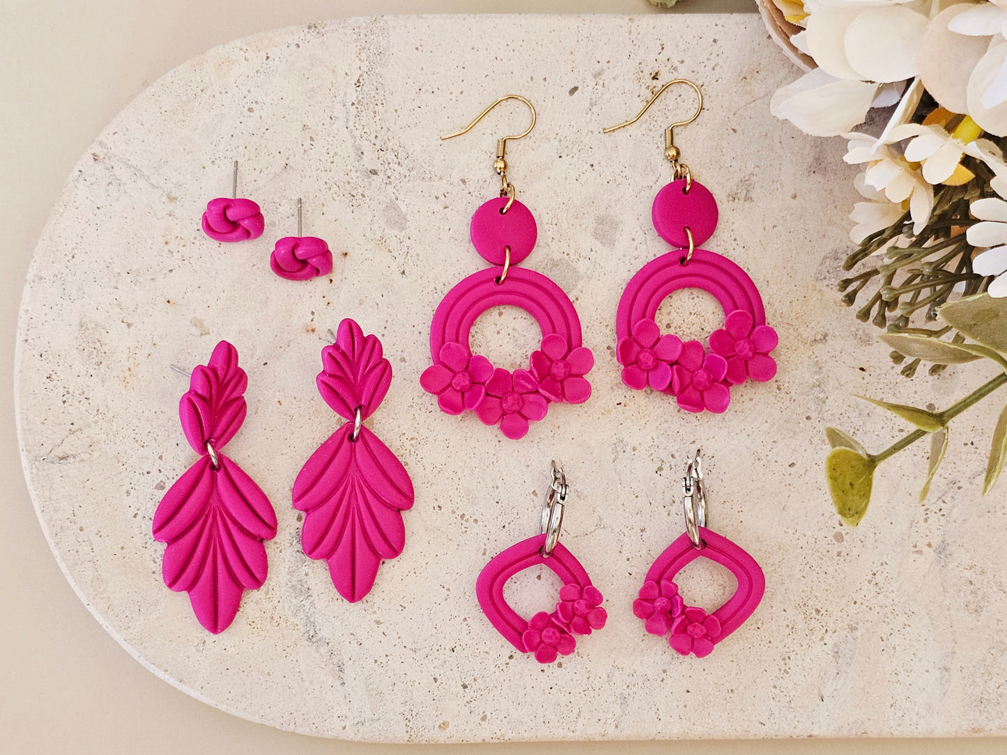 Daily Colour Magenta Floral Earrings
