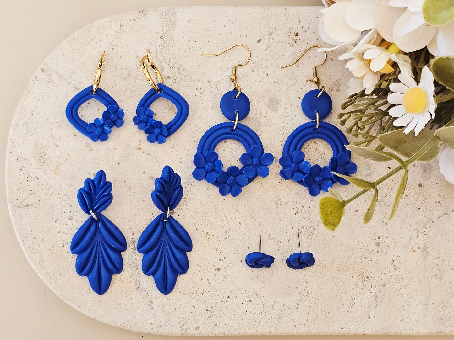 Daily Colour Bright Blue Arch Earrings