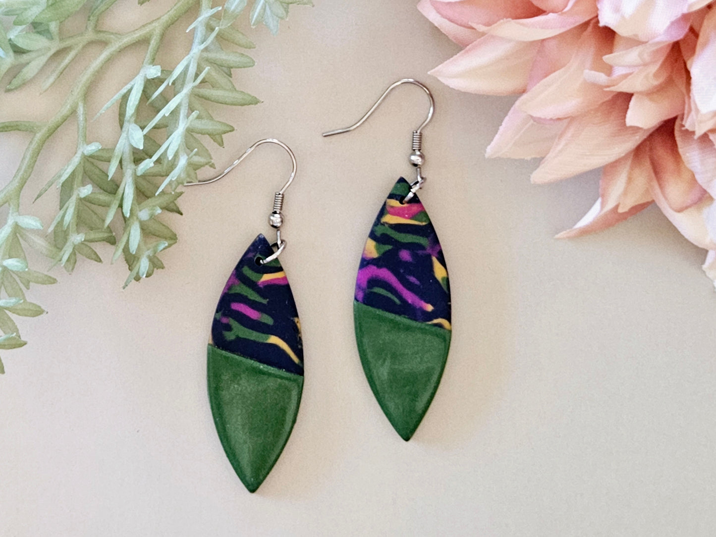 Scraps to Statements Green Earrings