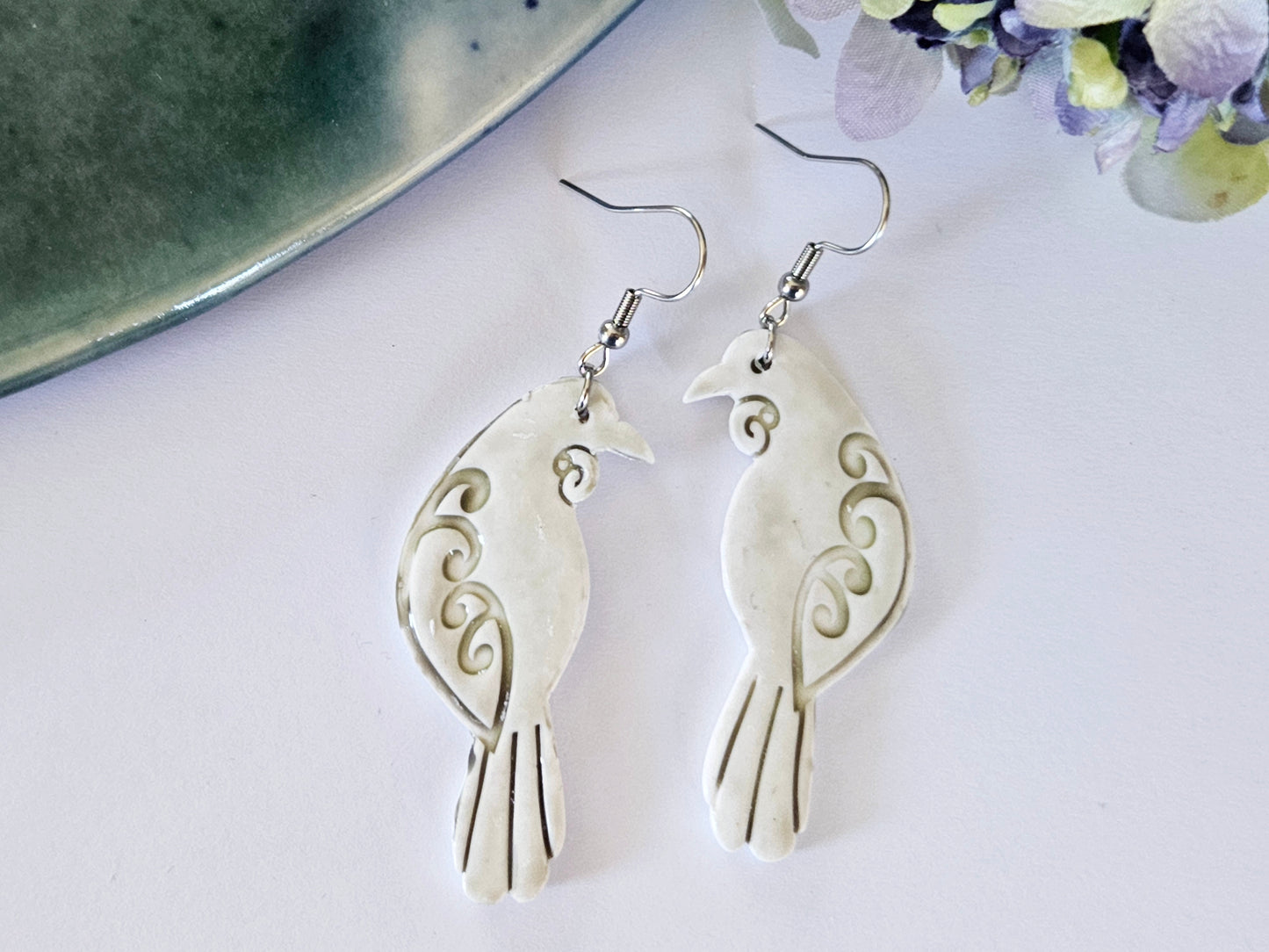 Porcelain Tui Earrings