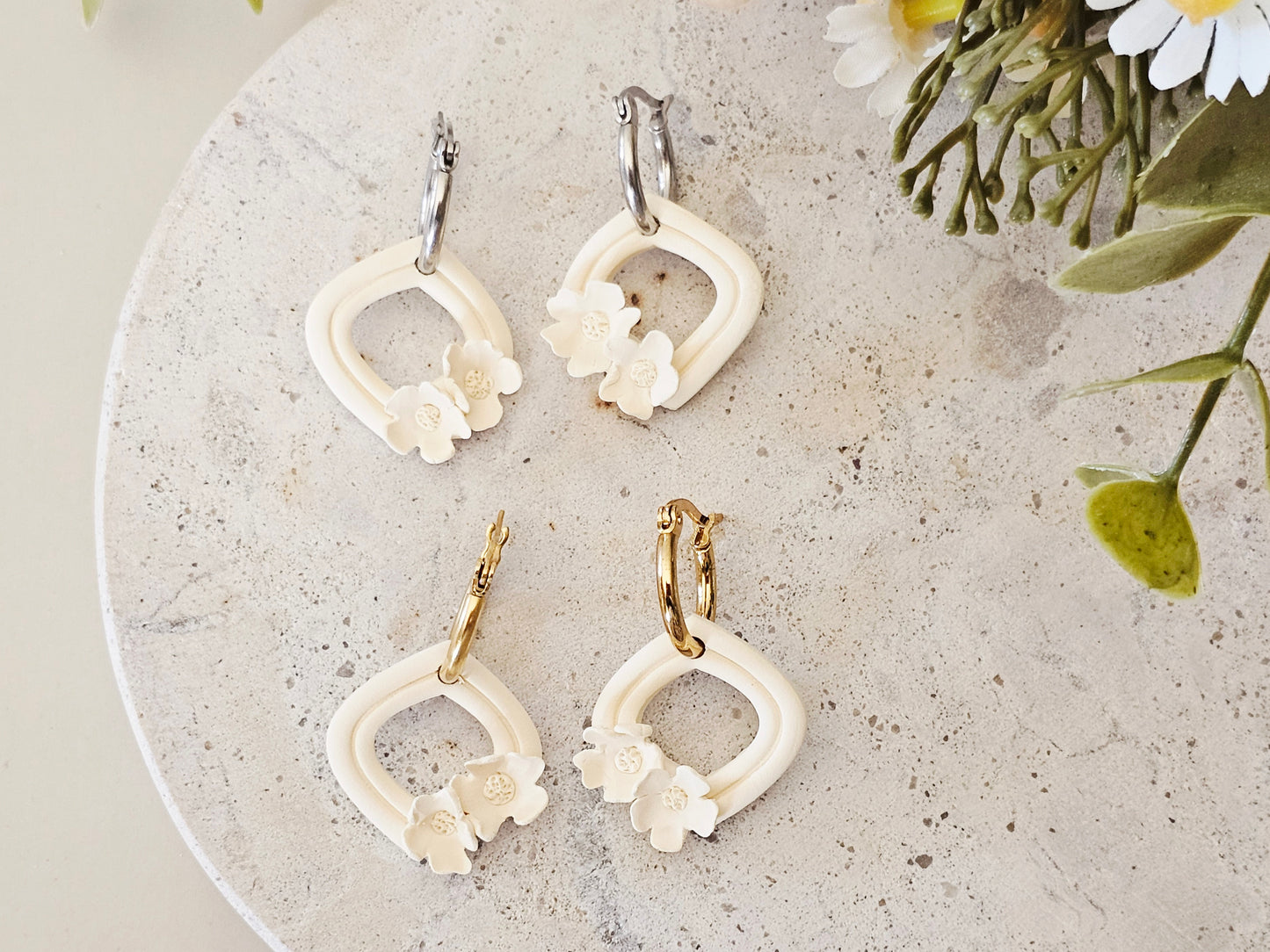Daily Colour Pastel Yellow Floral Hoops