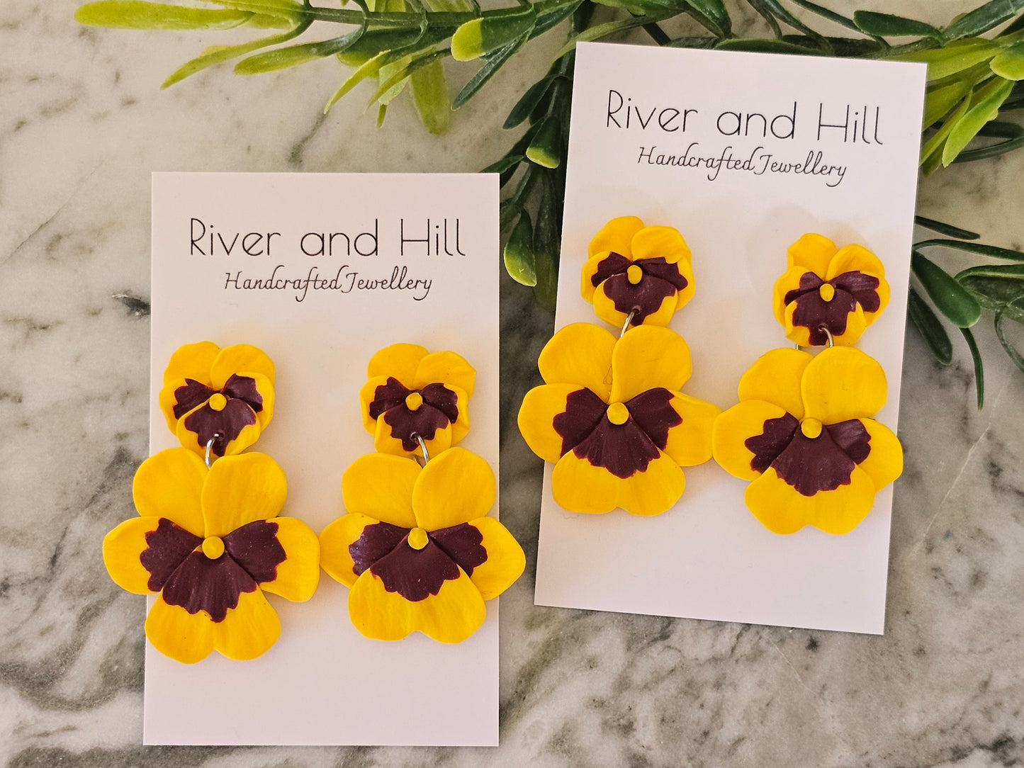 Pansy French Hook Yellow Earrings