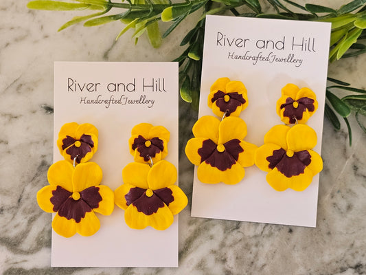 Pansy Statement Earrings Yellow