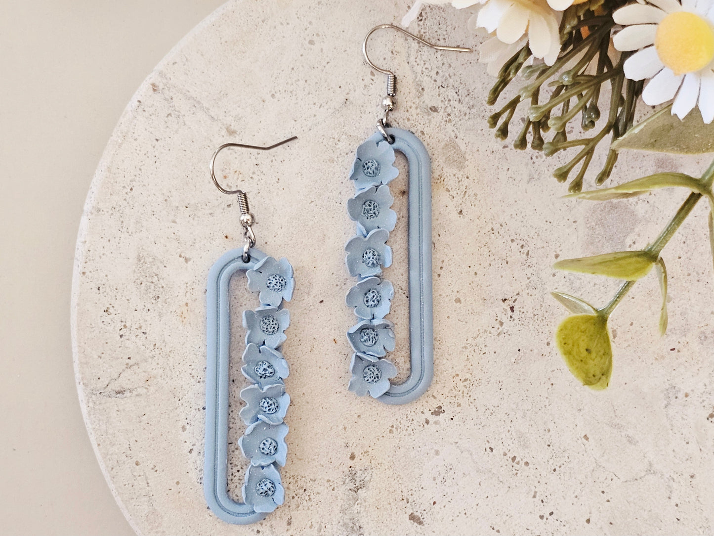 Daily Colour Powder Blue Floral Earrings
