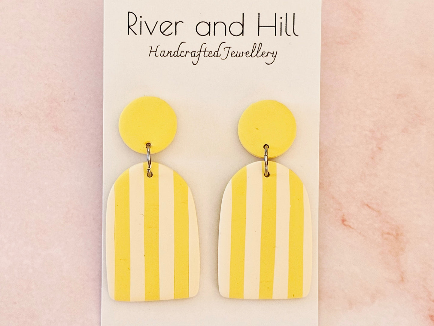 Striped Statement Earrings Yellow