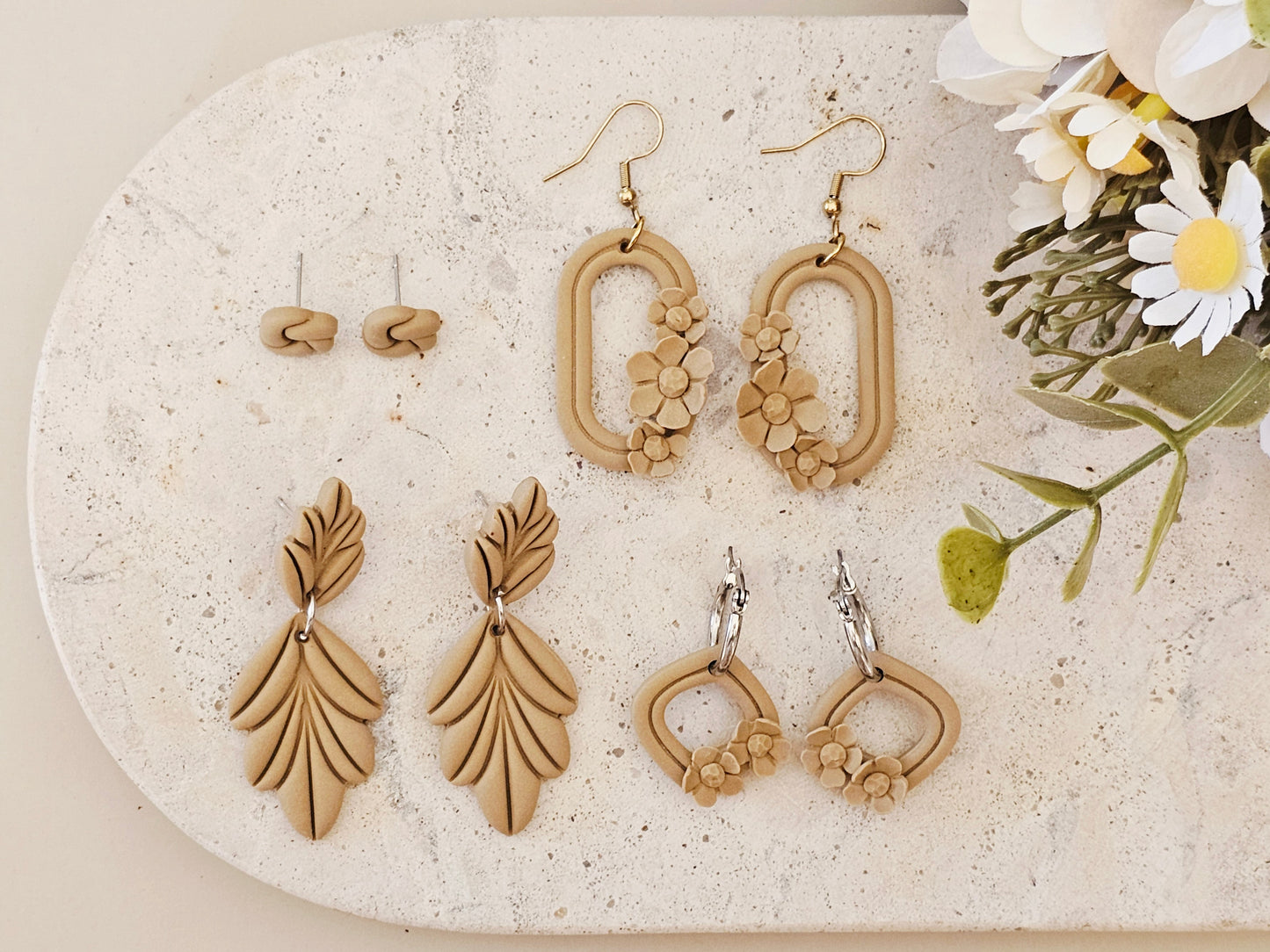 Daily Colour Tan Floral Earrings