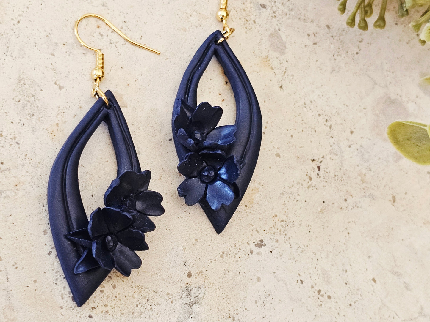 Daily Colour Navy Blue Floral Earrings