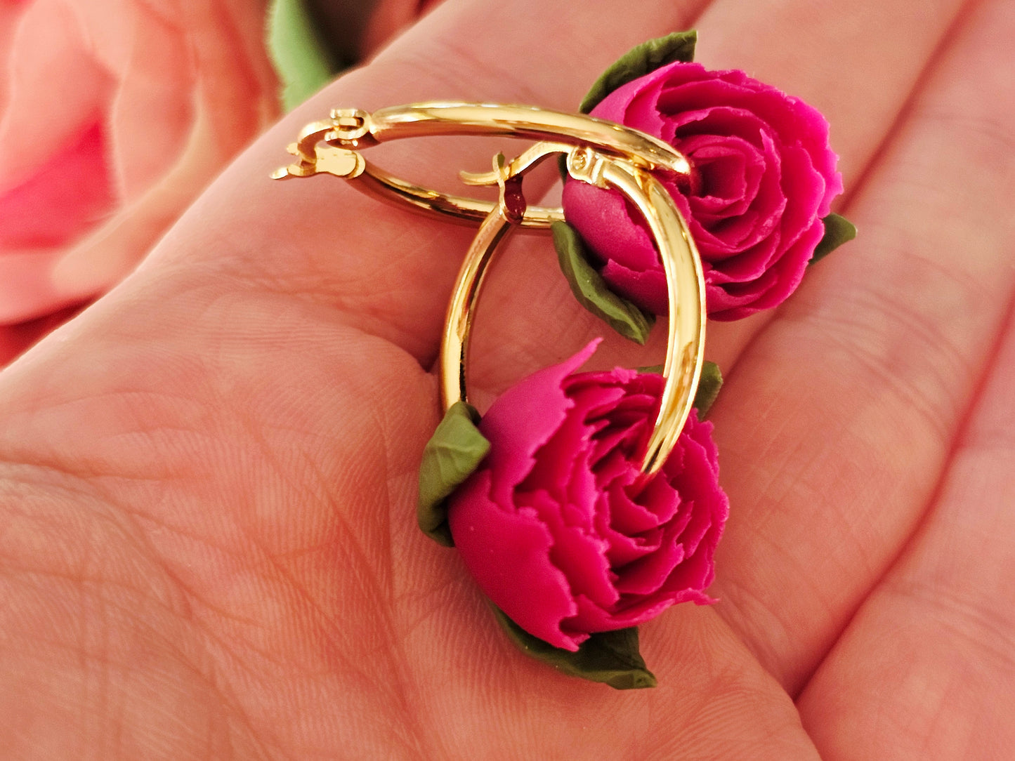 Peonies Magenta Hoops