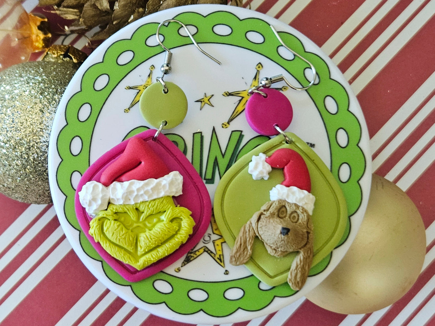 Christmas Grinch and Max Earrings