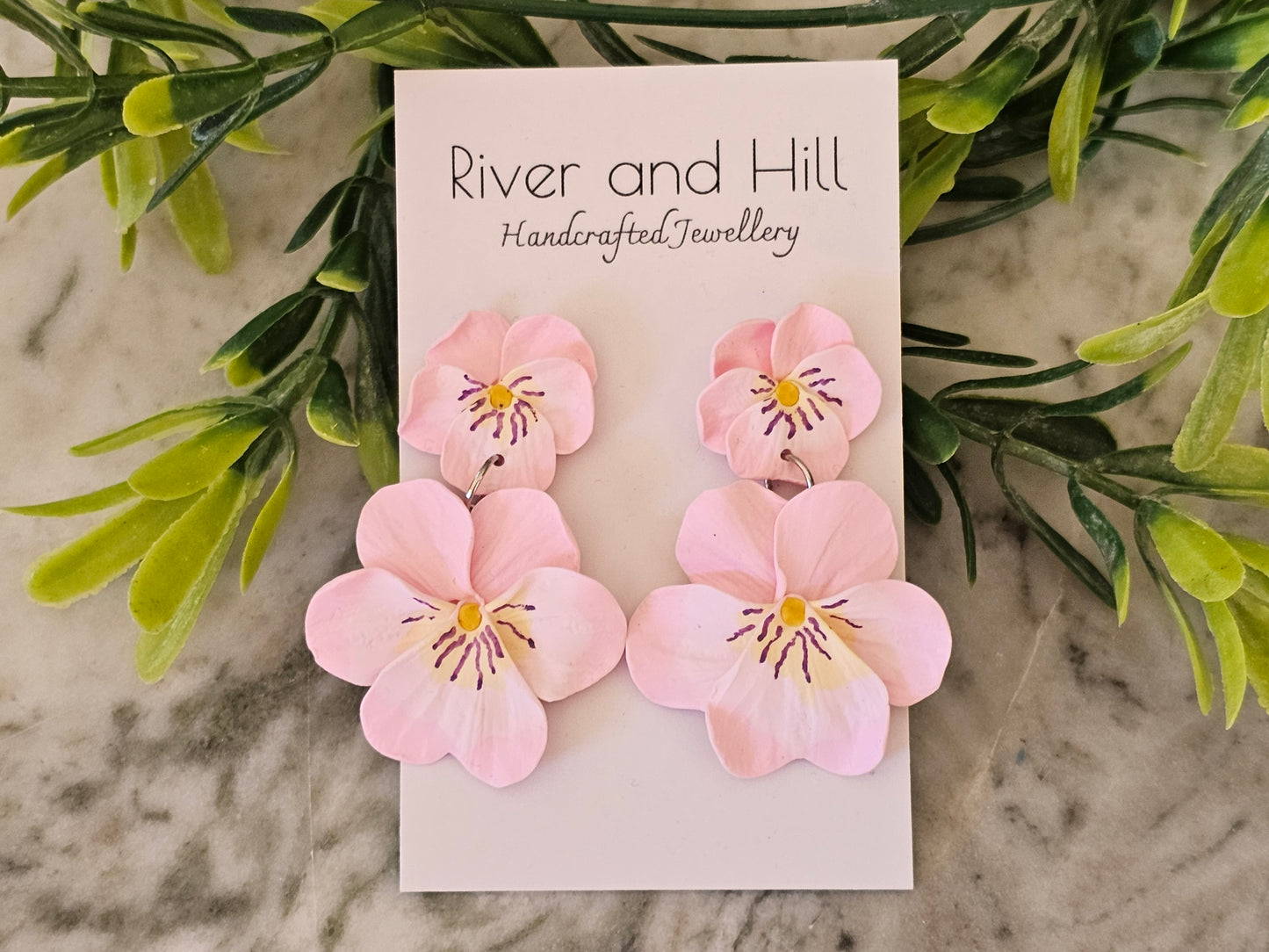 Pansy Statement Earrings Light Pink
