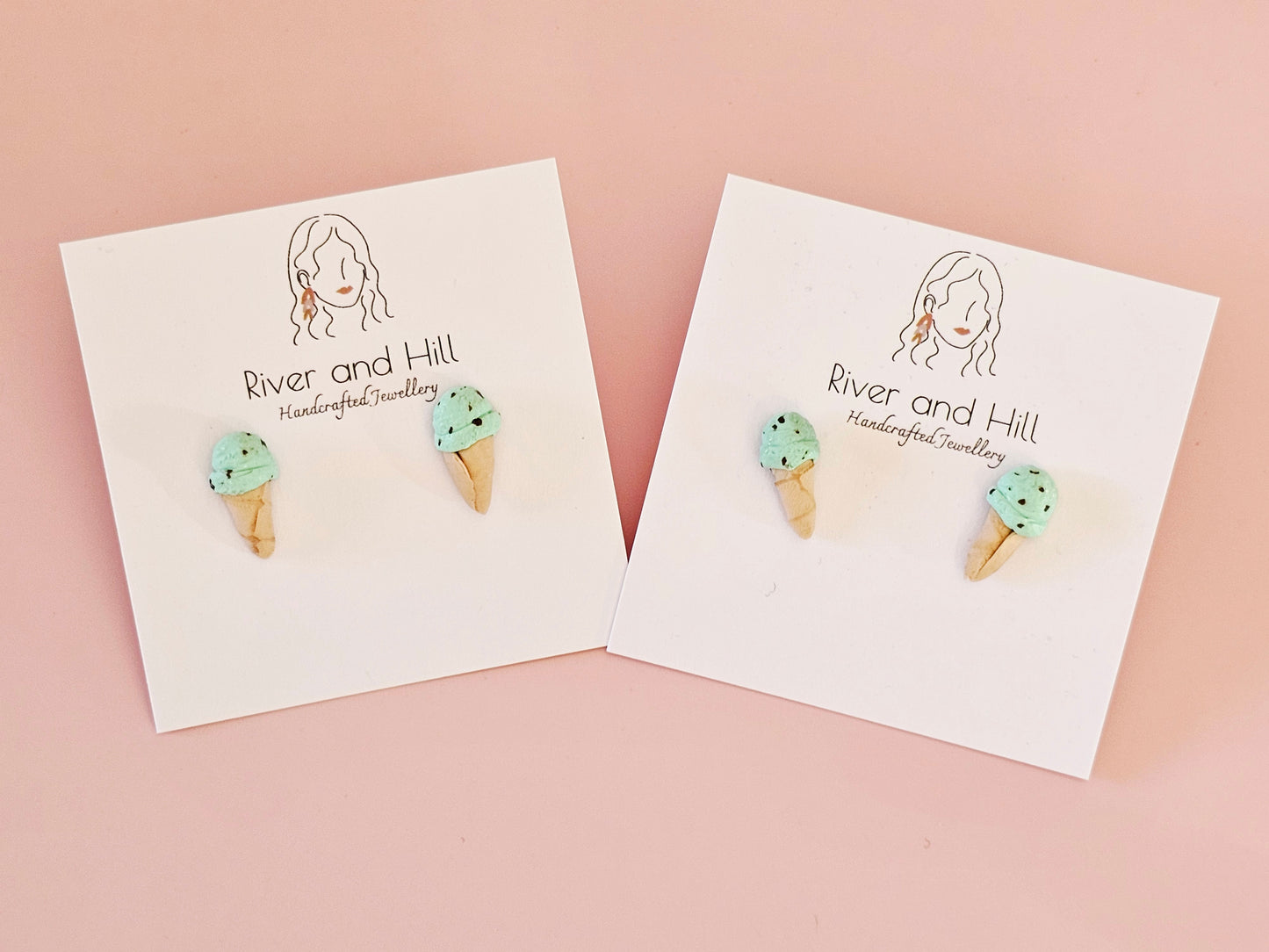 Ice Cream Cone Chocolate Mint Studs