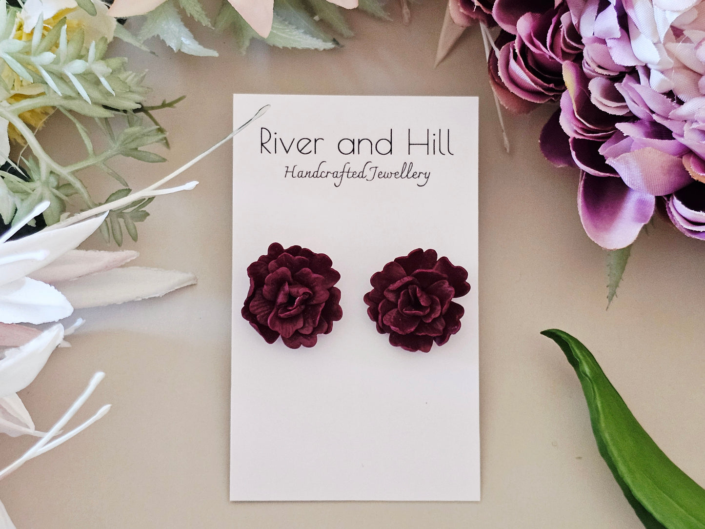 Carnation and Bumble Bee Earrings