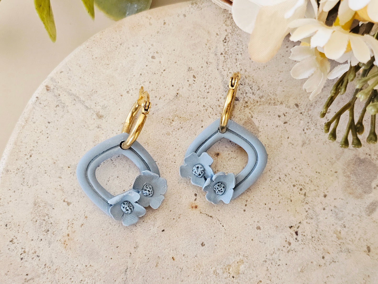 Daily Colour Powder Blue Floral Hoops