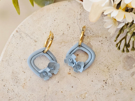 Daily Colour Powder Blue Floral Hoops