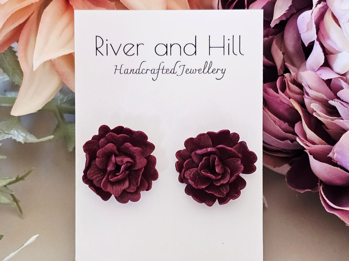 Carnation and Bumble Bee Earrings