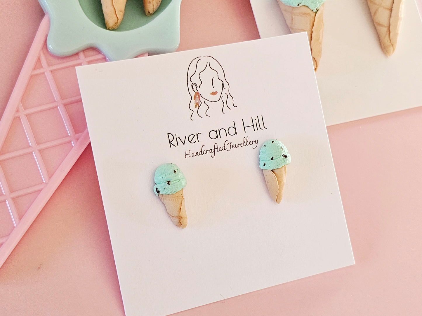 Ice Cream Cone Chocolate Mint Studs