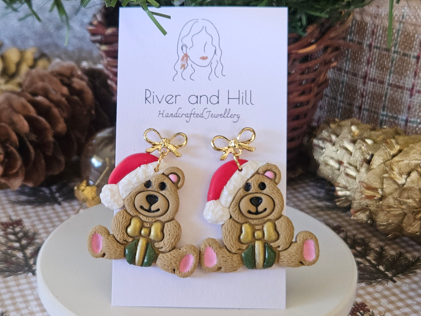 Christmas Teddy Bear Earrings