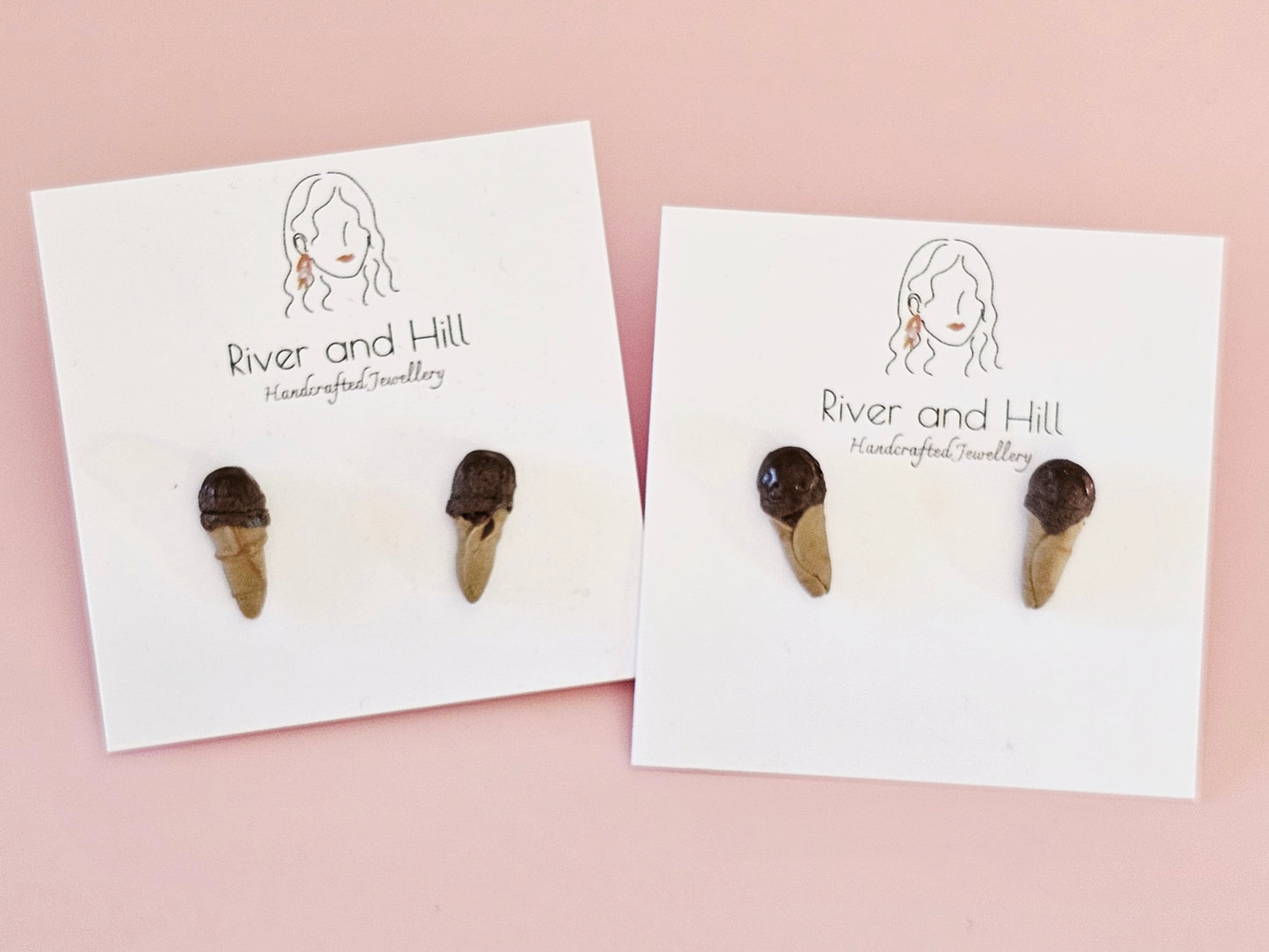 Ice Cream Cone Chocolate Drizzle Studs