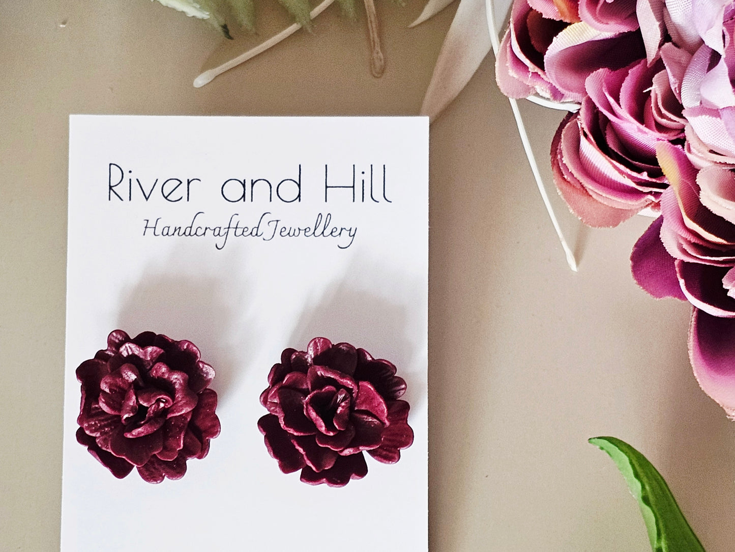 Carnation and Bumble Bee Earrings