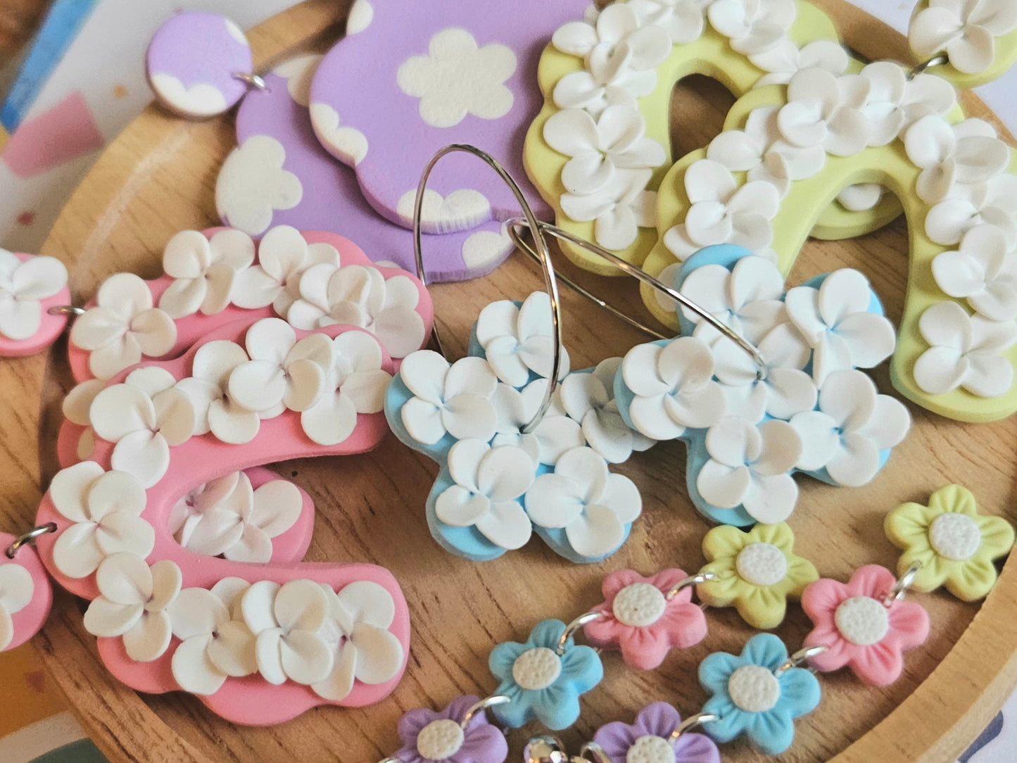 Cotton Candy Fields Green Earrings