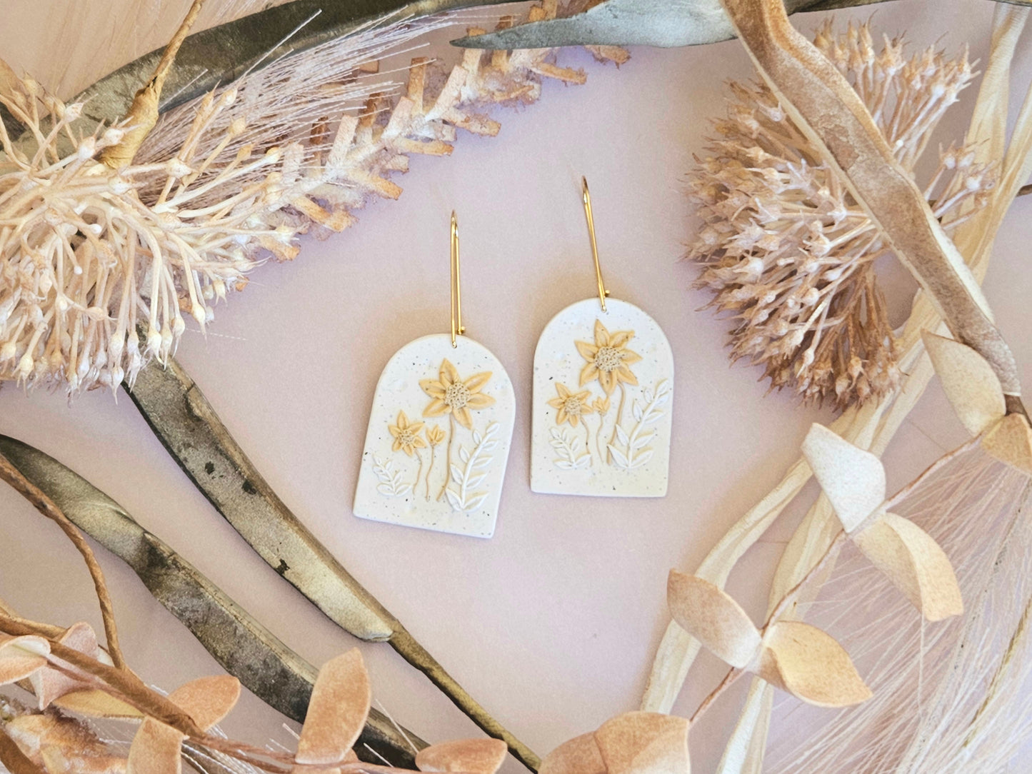 Flecked Floral Arch Earrings