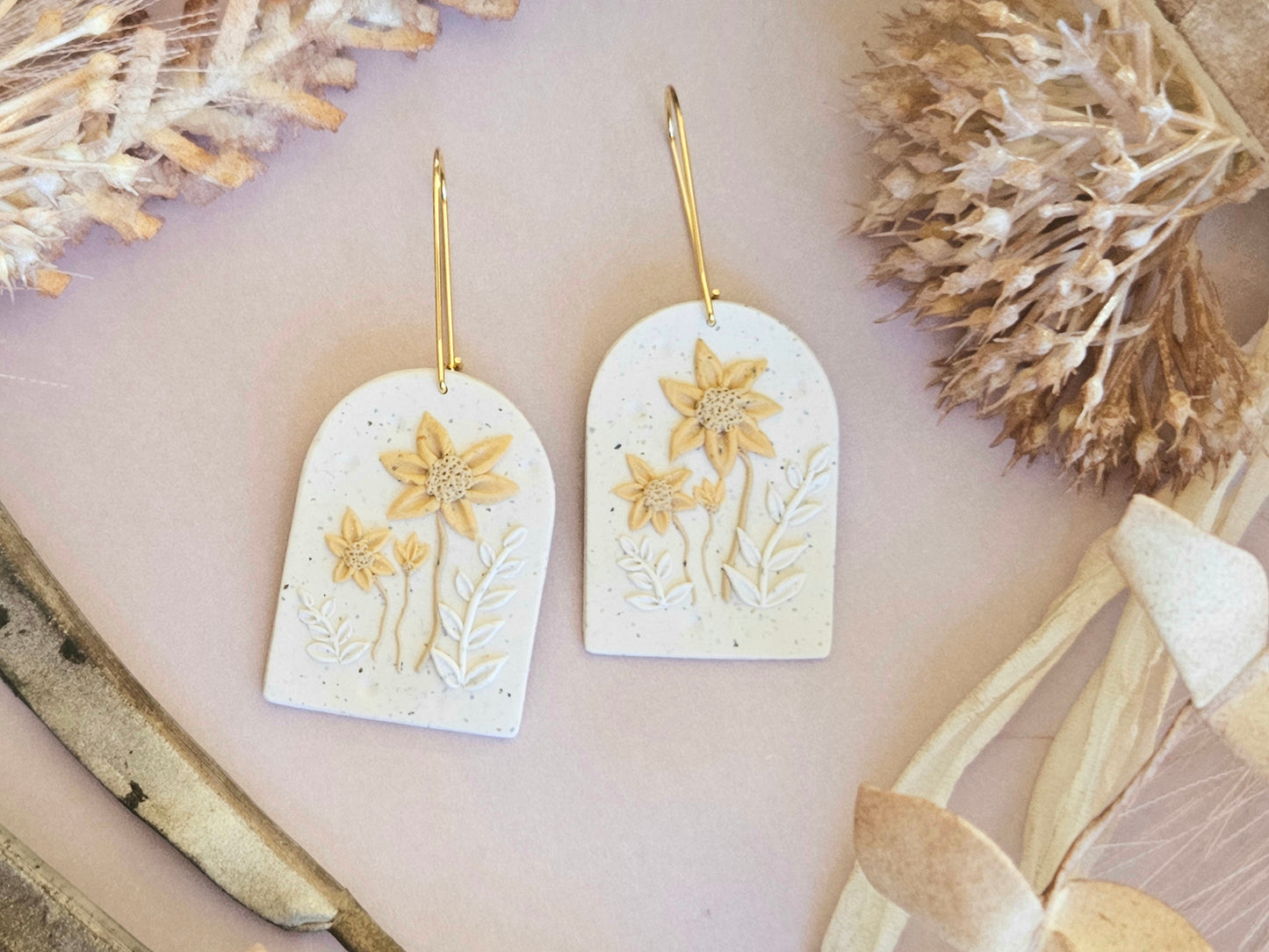 Flecked Floral Arch Earrings