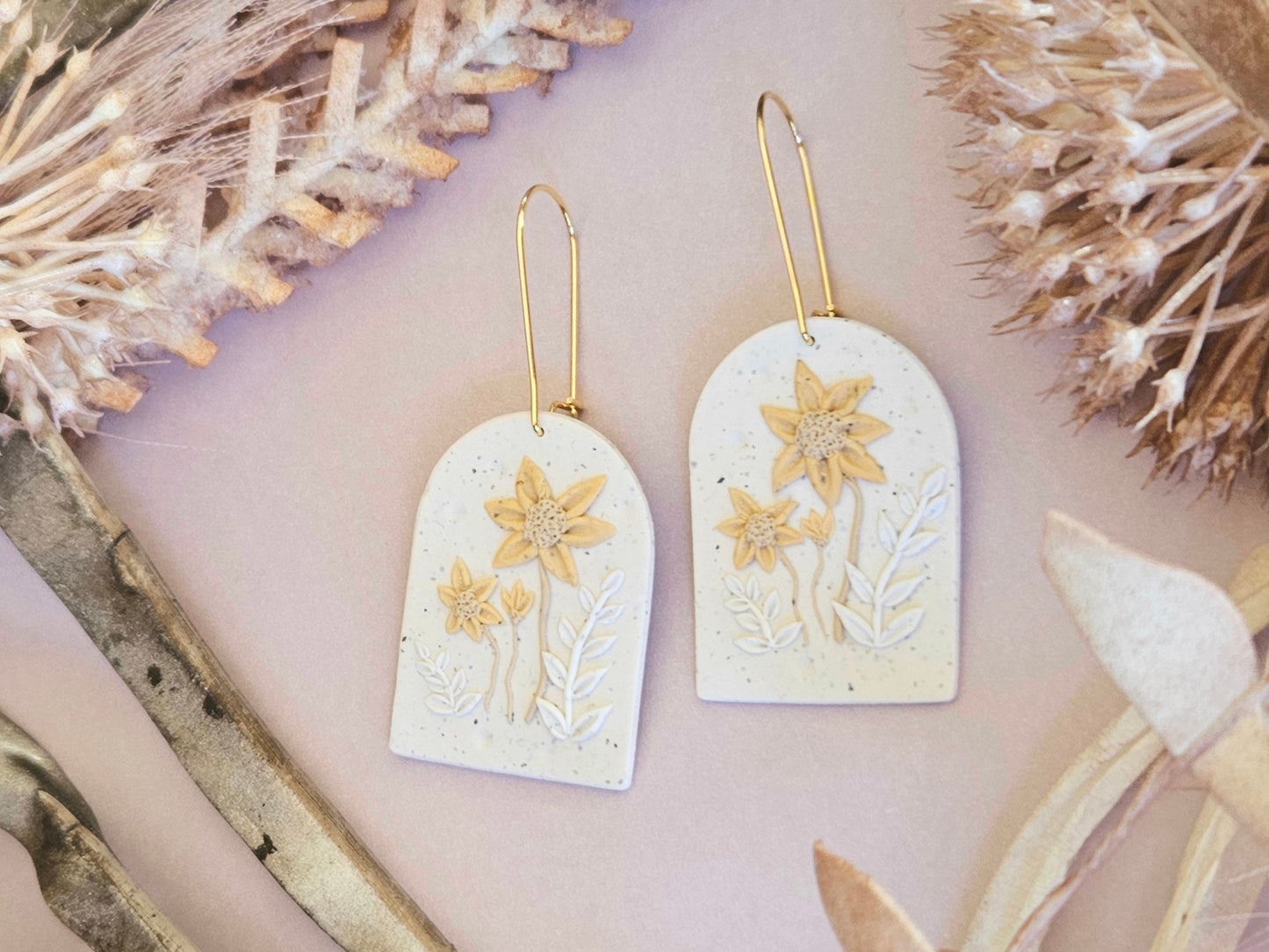 Flecked Floral Arch Earrings