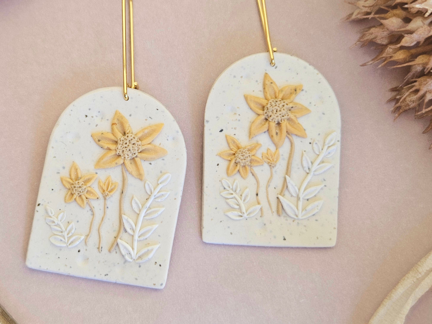 Flecked Floral Arch Earrings