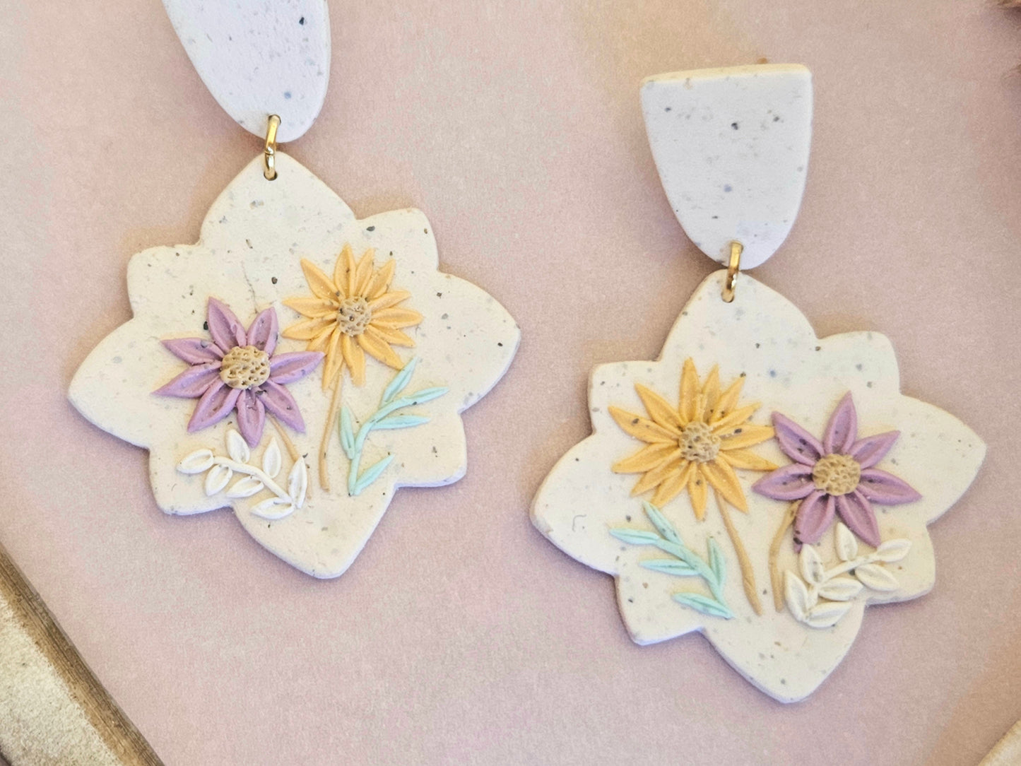 Flecked Floral Statement Earrings