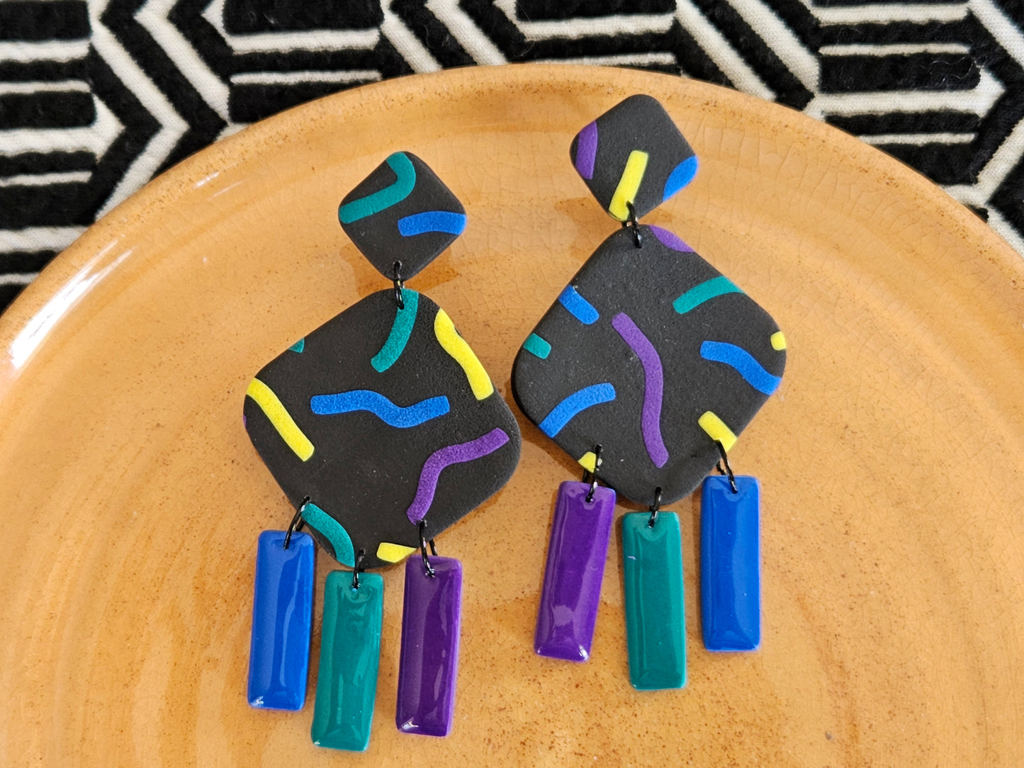 Retro Squiggle Statement Earrings