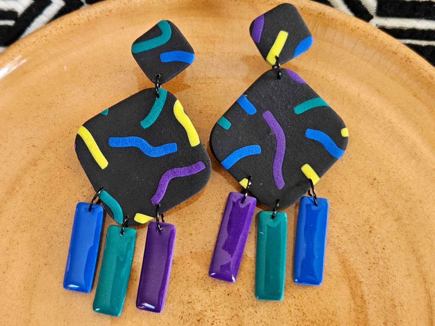 Retro Squiggle Statement Earrings