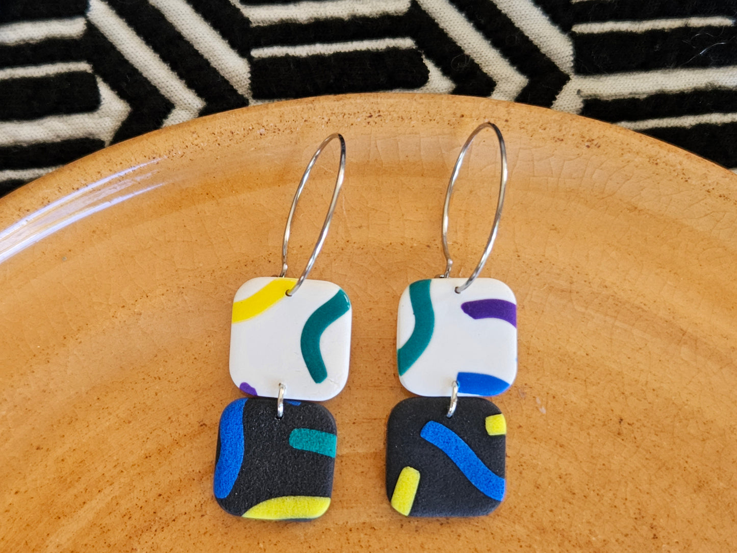 Retro Squiggle Hoop Earrings